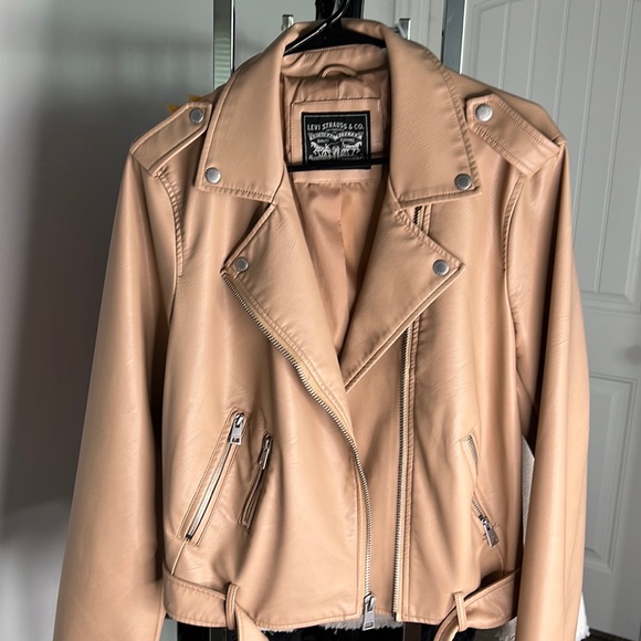 LEVI STRAUSS & CO BELTED VEGAN LEATHER MOTO JACKET - Picture 1 of 3